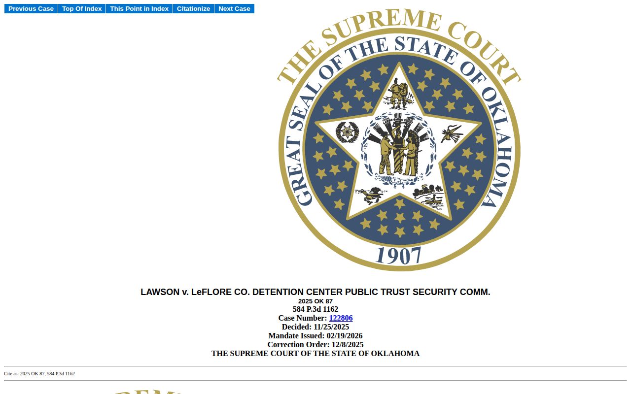 LeFlore County release records decision in Lawson